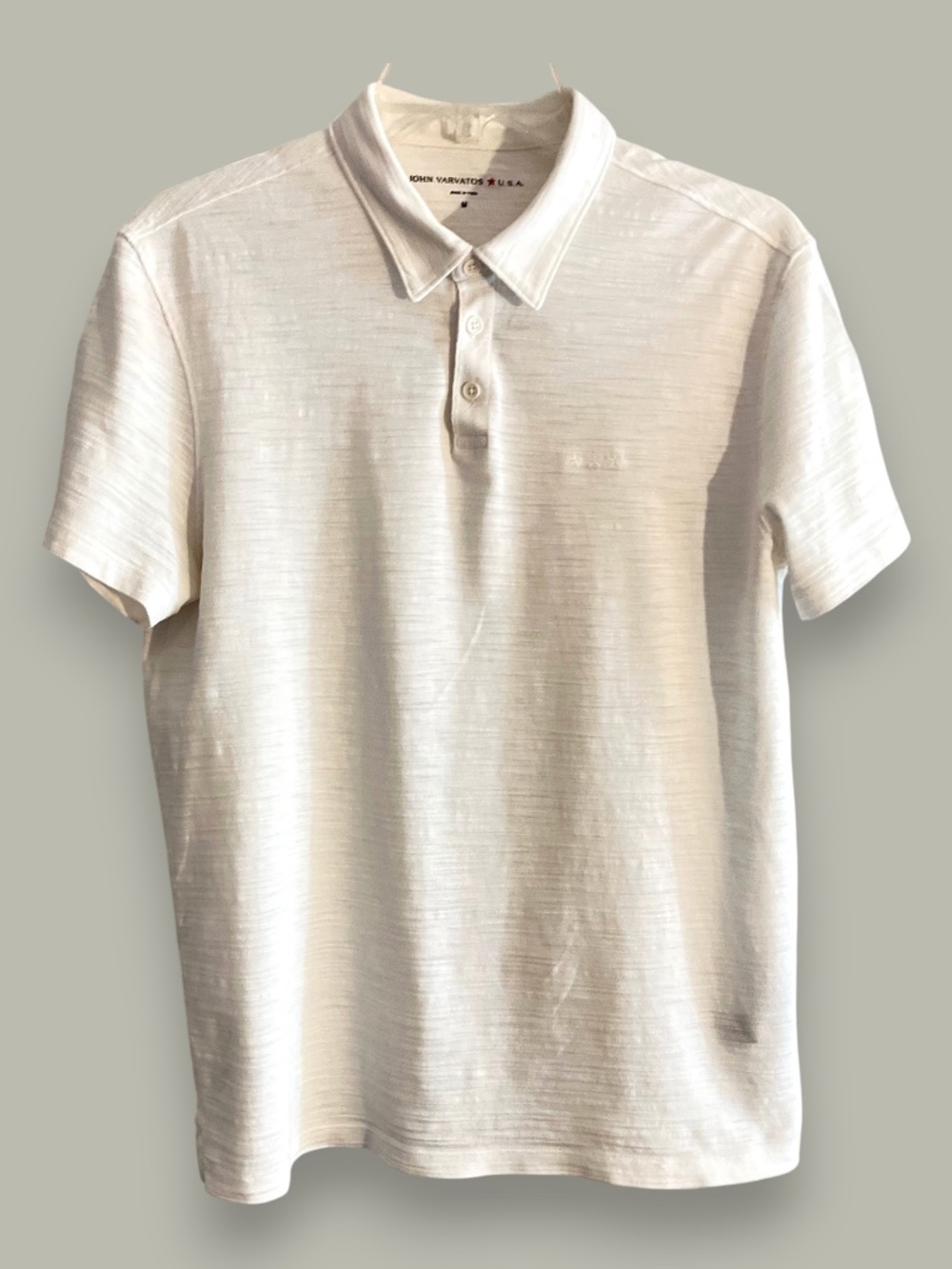 John Varvatos All Cotton Cream Polo Shirt Size M